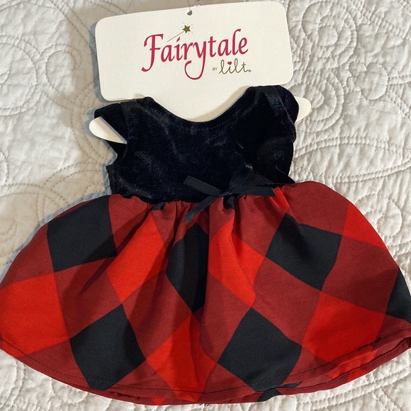 Fairytale Girls Velvet Tulle Plaid Dress with Matching Doll Dress - Picture 4 of 12